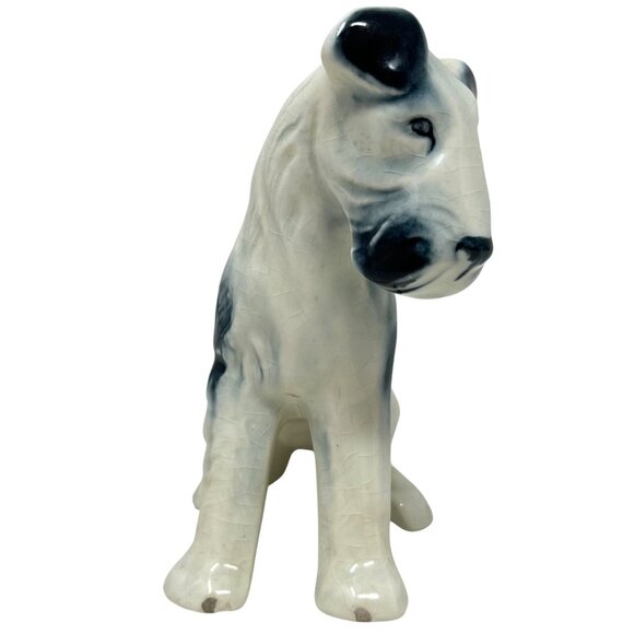 Dog Fox Terrier Cermic Sitting Figurine Black White 5.38" Tall Vintage‎ - READ - Picture 3 of 9